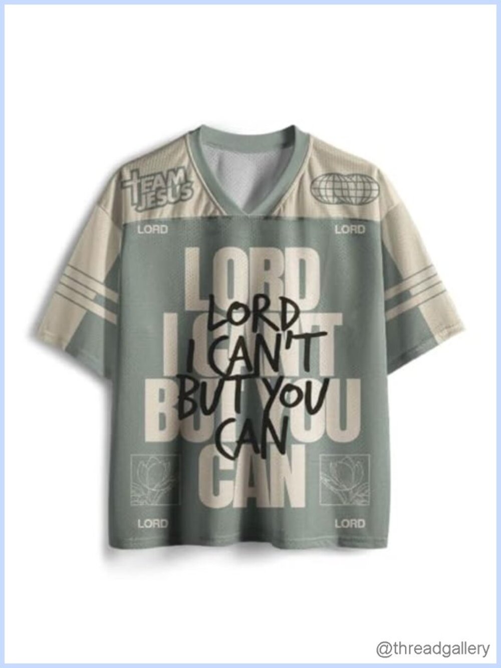 Oversized Christian Mesh Jersey Lord Jesus Cross Graphic Tee Religious Shirt